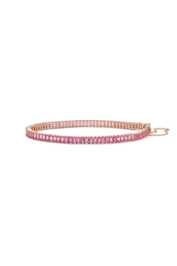 Nam Cho Baguette Pink Sapphire & Diamond Tennis Bracelet