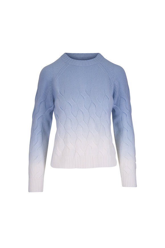 Kinross Wandering Cove Ombre Cashmere Cable Knit Sweater