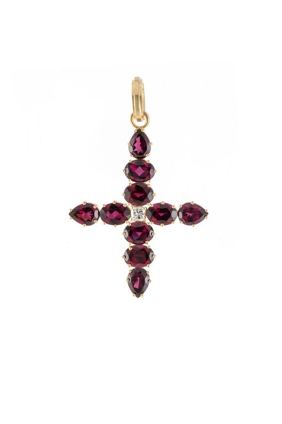 Sylva & Cie Rhodolite Garnet Cross Pendant - view 1