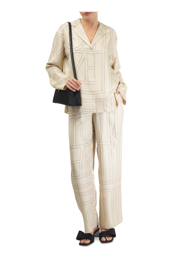 Totême - Ivory Monogram PJ Silk Pant