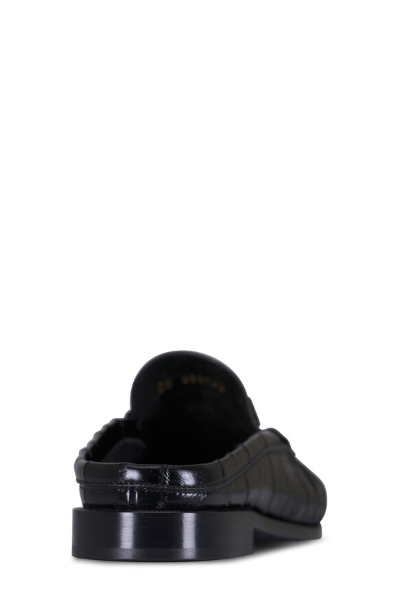Saint Laurent Le Loafer Black Leather Penny Loafer Mule - view 3