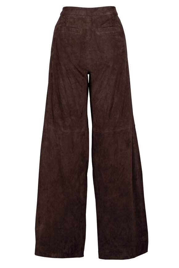 L'Agence Livvy Coffee Bean Suede Straight Leg Pant - view 2
