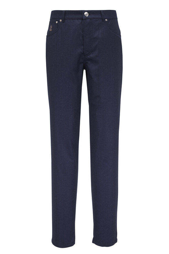 Brunello Cucinelli - Navy Blue Cotton Cargo Slim Fit Pant