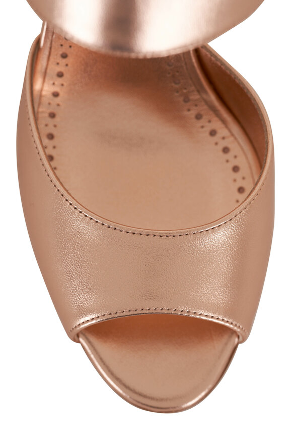 Manolo Blahnik - Khiko Copper Nappa Leather Peep Toe Sandal, 90mm