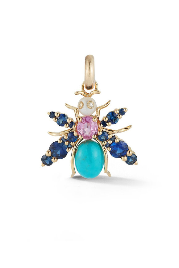 Storrow Yellow Gold Sapphire/Opal/Turquoise Bee Charm