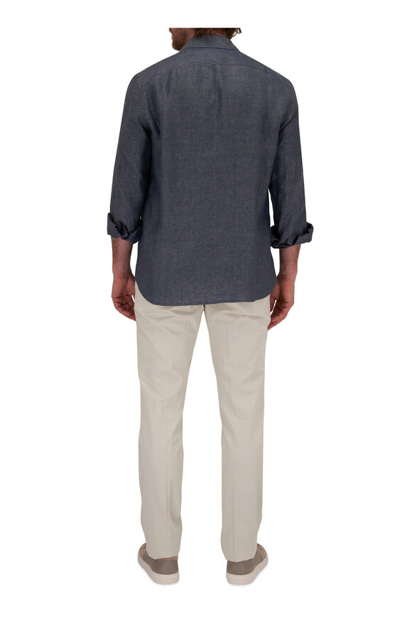 Isaia - Slate Silk Knit Crewneck Top 