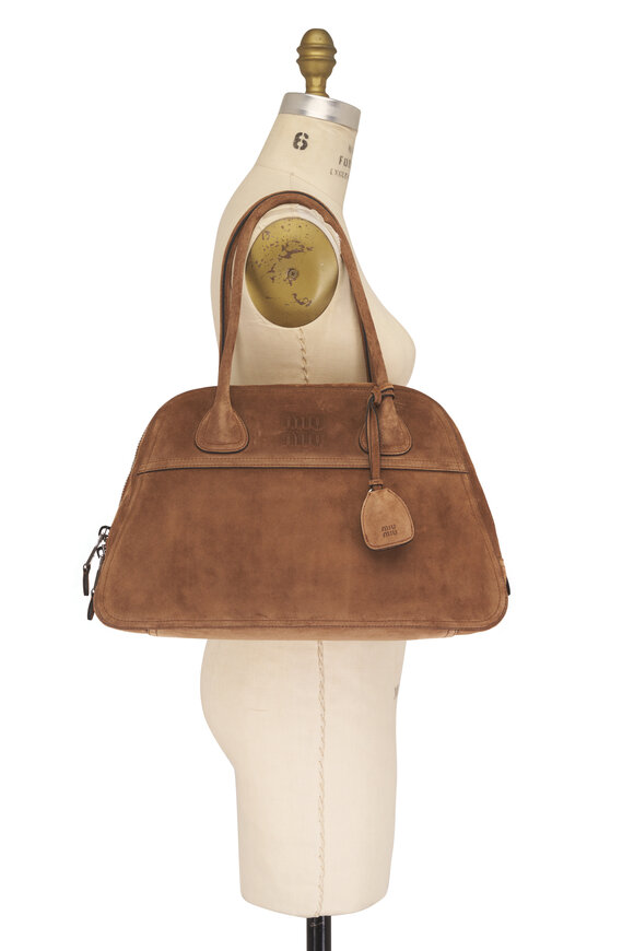 Miu Miu Medium Vivant Cocoa Brown Suede Satchel - view 9