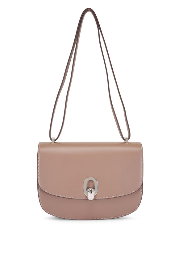 Savette Tondo 22 Taupe Leather Saddle Bag