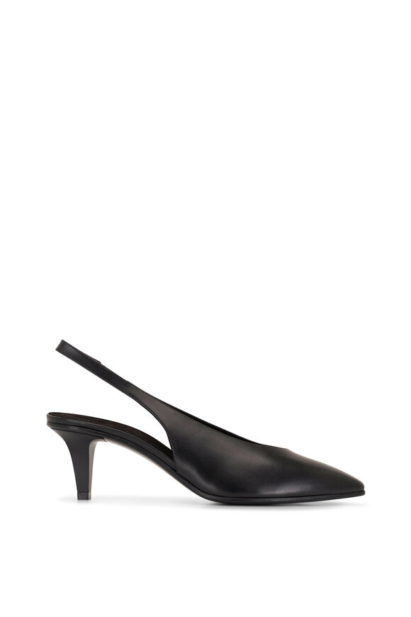 Loro Piana Rebecca Black Leather Slingback, 55mm  - view 2