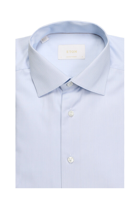 Eton Light Blue Solid Cotton Dress Shirt