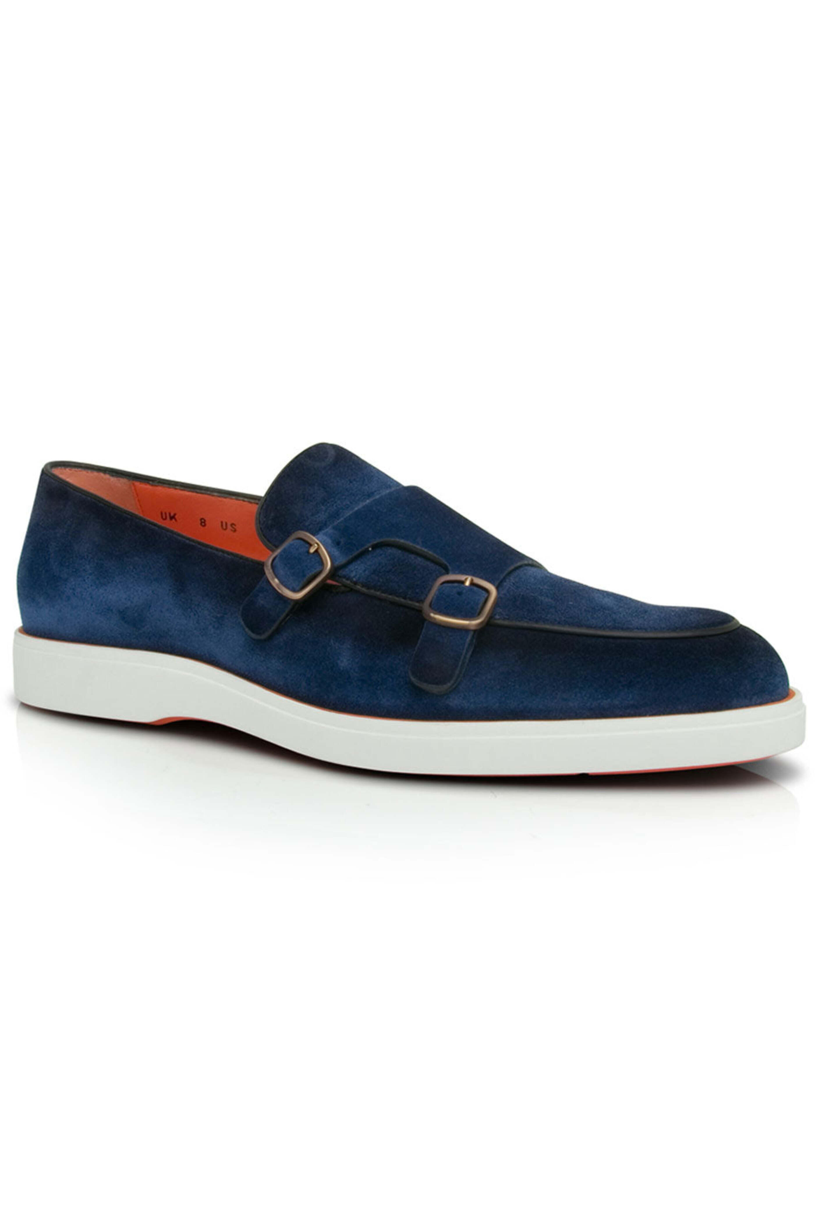 Santoni - Drafts Double Monk Strap Loafer in Blue