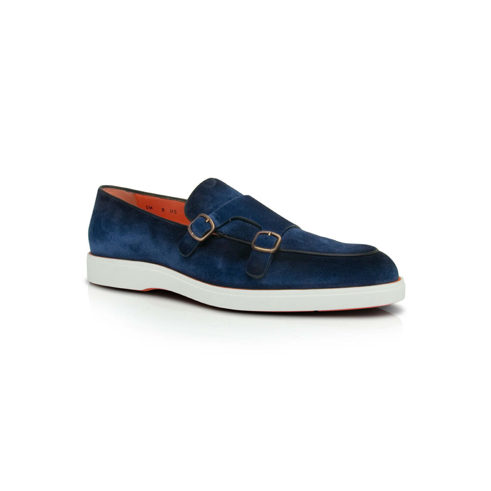 Santoni - Drafts Double Monk Strap Loafer in Blue display picture 3