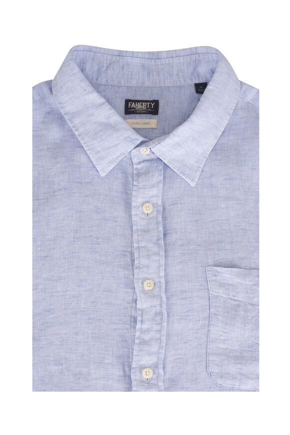 Faherty Brand Laguna Light Blue Mélange Linen Sport Shirt - view 1