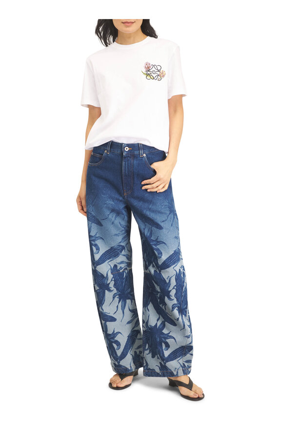 Loewe Dark Navy Denim Corncob Print Barrel Leg Jean - view 5