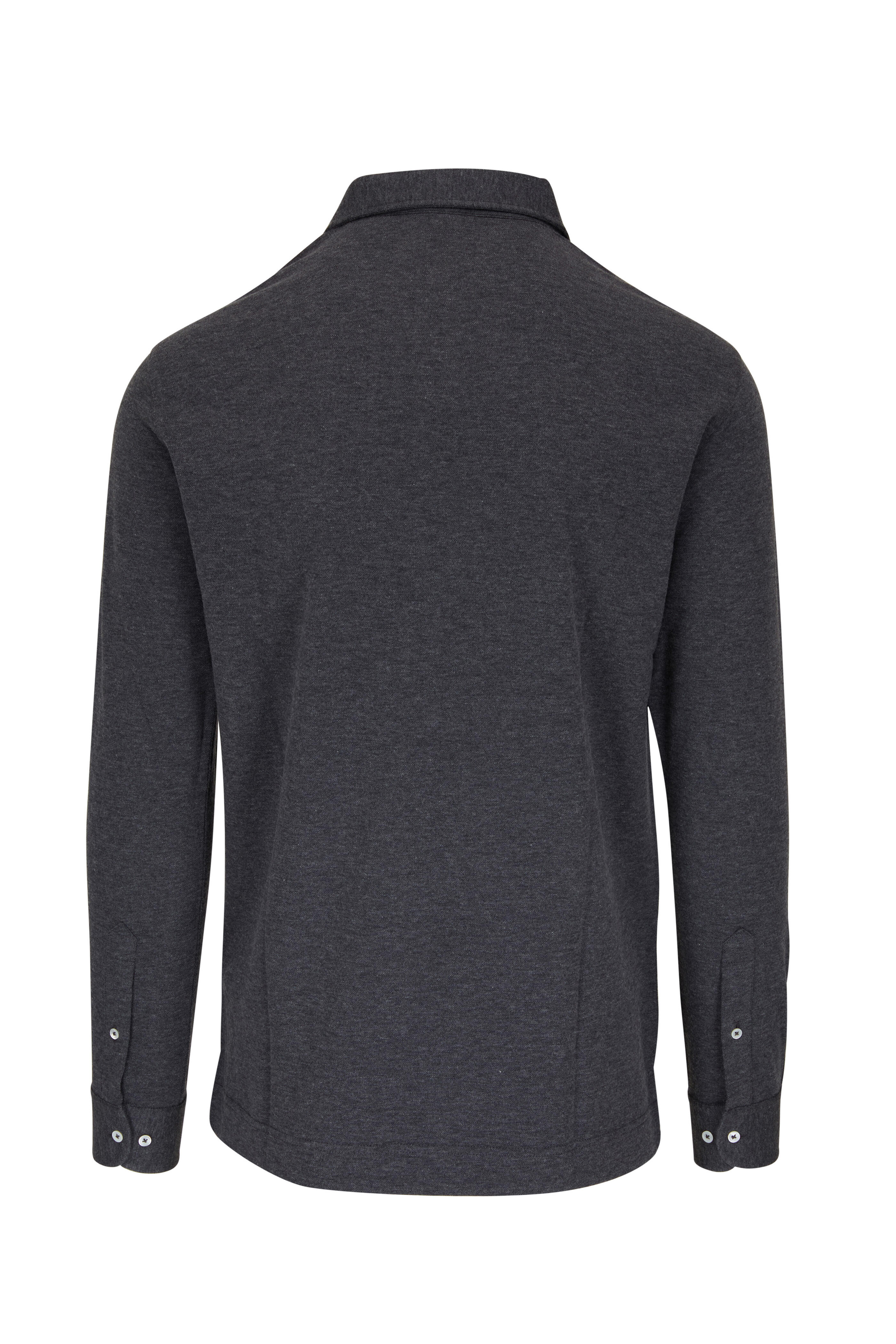 Peter Millar - Charcoal Amble Long-Sleeve Cotton Cashmere Polo