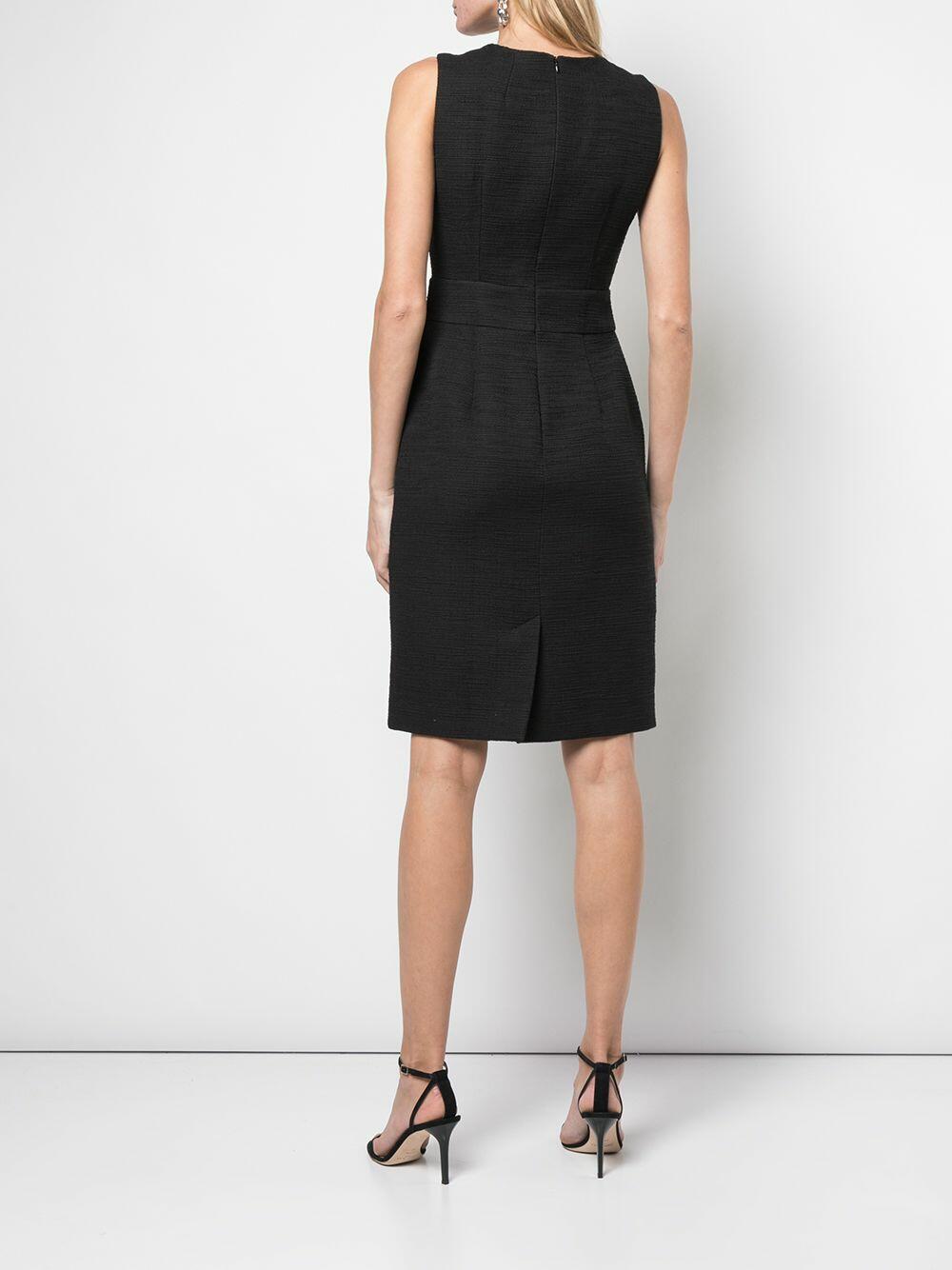 Paule Ka - Black Textured Cotton Sleeveless Dress
