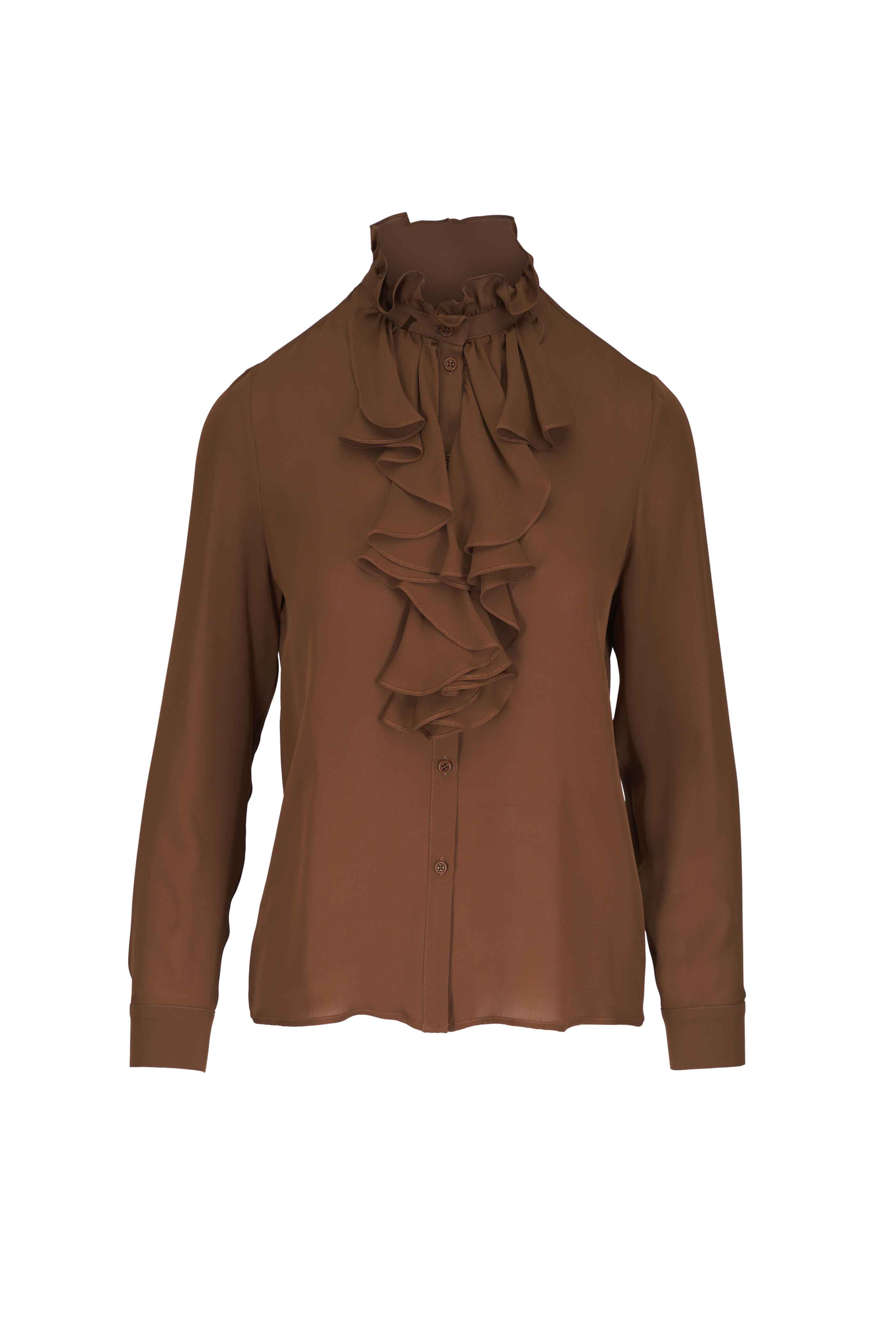Nili Lotan - Lily Brown Silk Blouse