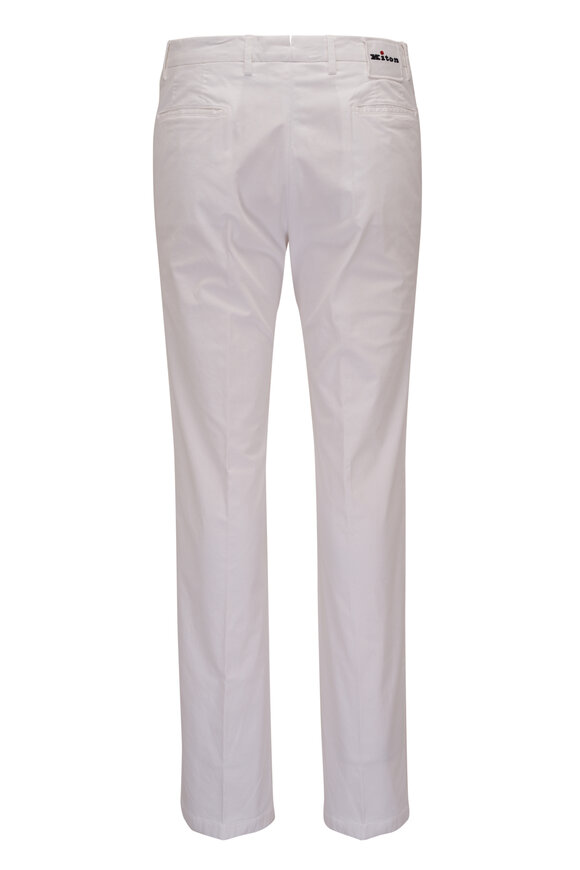 Kiton - White Cotton Twill Chino