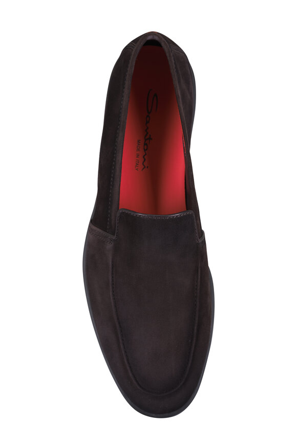 Santoni Malibu Dark Brown Suede Loafer - view 3
