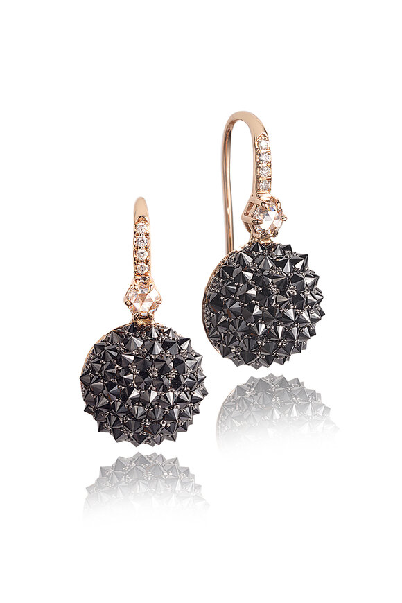 Nam Cho 18K Rose Gold Reverse Set Diamond Ball Earrings