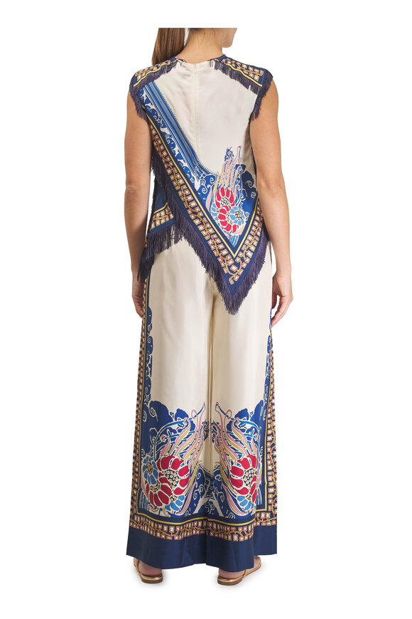 La DoubleJ Lemuria Placée Blue Silk Twill Palazzo Pant - view 3