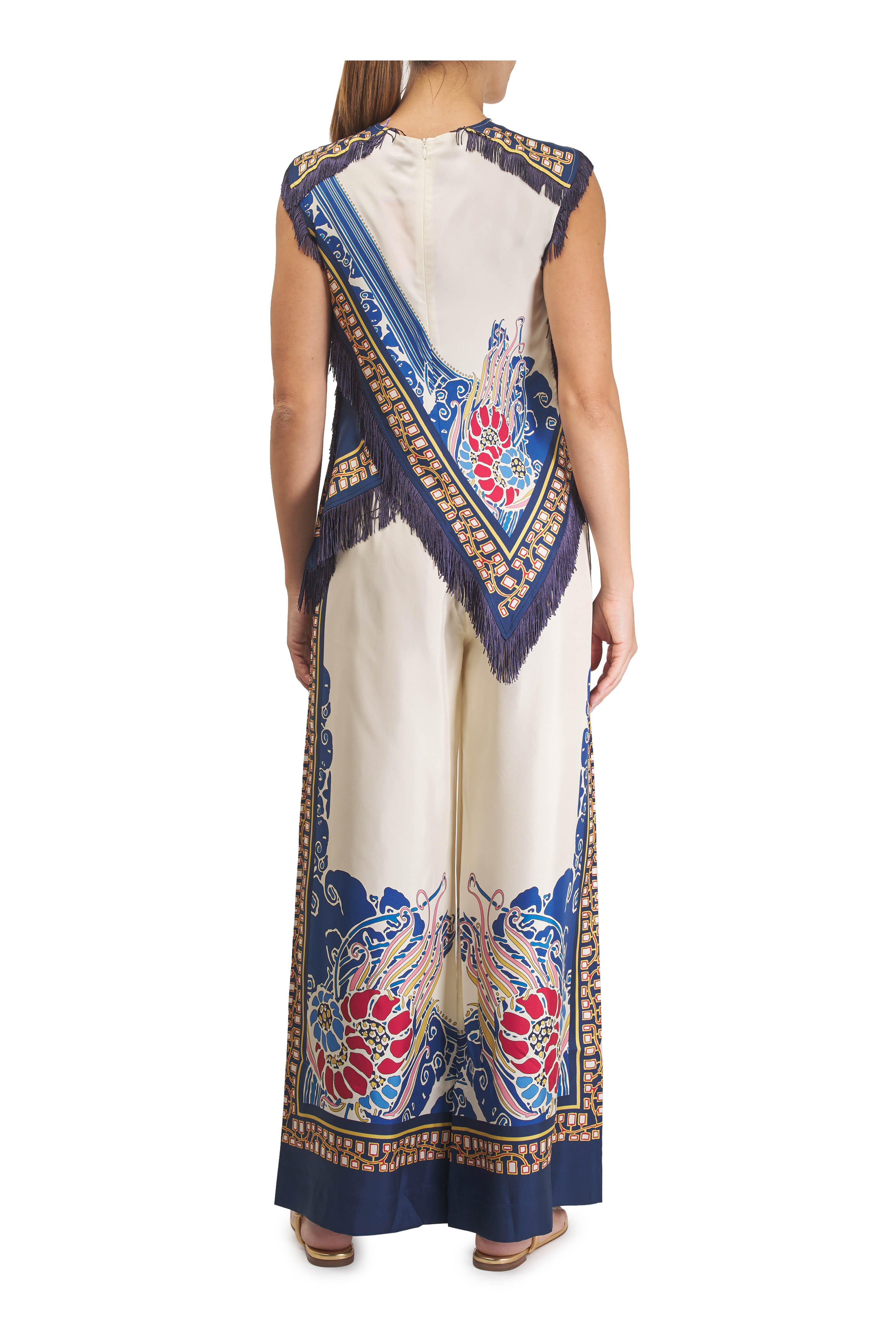 La DoubleJ - Lemuria Placée Blue Silk Twill Palazzo Pant