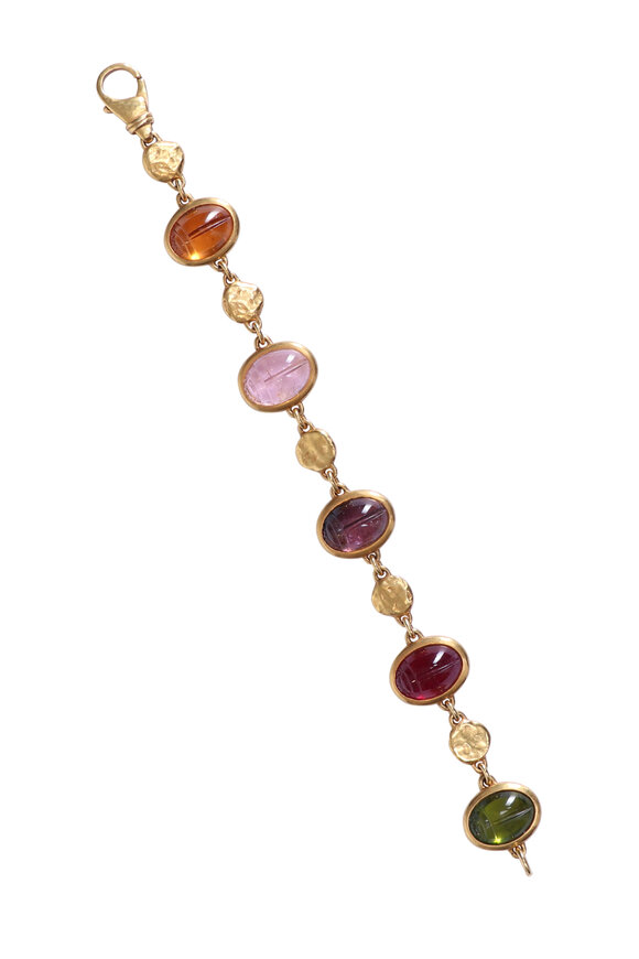 Darlene De Sedle Carved Tourmaline & Coin Nugget Bracelet