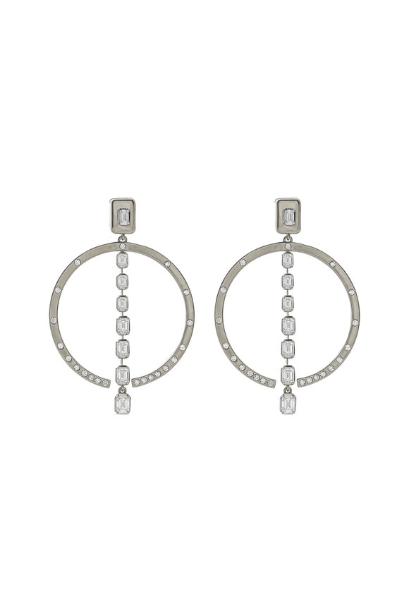 Mariani 18k White Gold Diamond Circle Earrings
