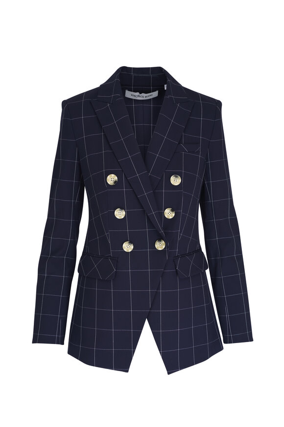 Veronica Beard Charleston Navy & White Windowpane Dickey Jacket