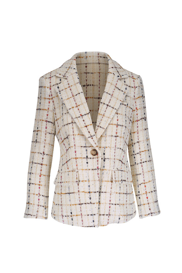 Veronica Beard Healy Ecru Multicolor Tweed Dickey Jacket