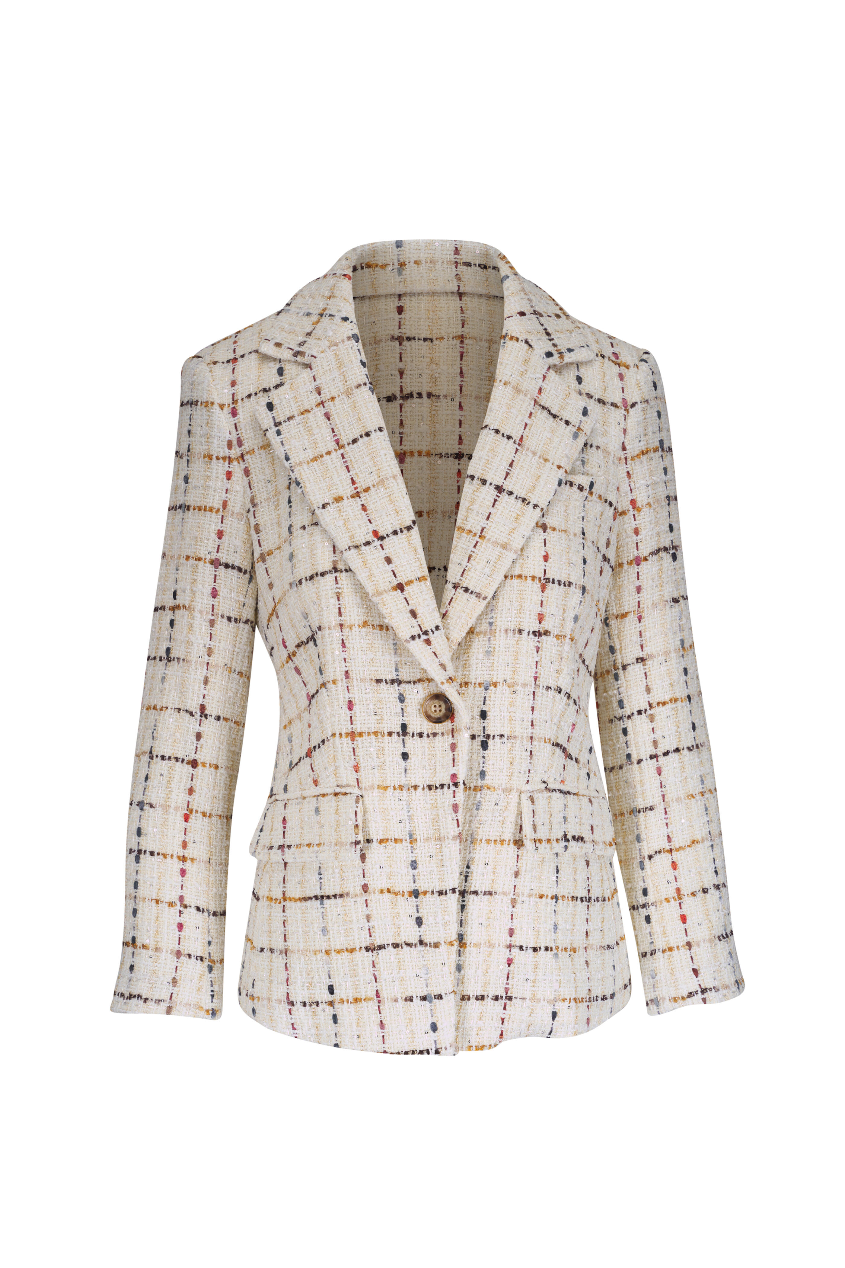 Veronica Beard - Healy Ecru Multicolor Tweed Dickey Jacket