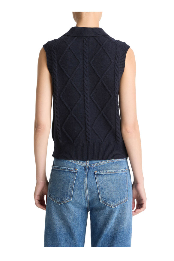 Vince Coastal Blue Cable Knit Sweater Vest - view 3