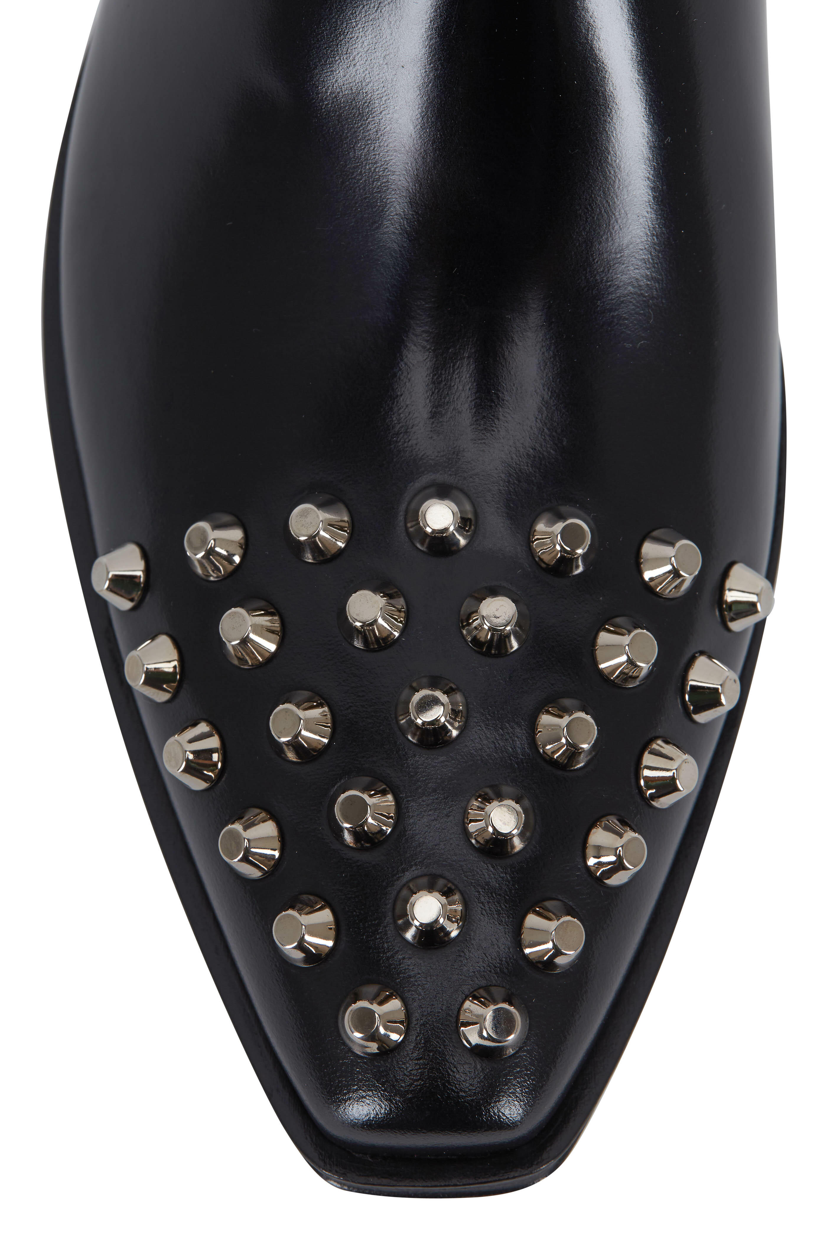 Prada - Black Spazolatto Studded Pull-On Short Boot