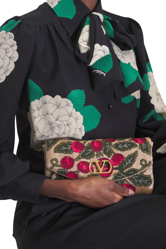 Valentino Garavani Vain VLogo Cherry Embroidered Shoulder Bag - view 2