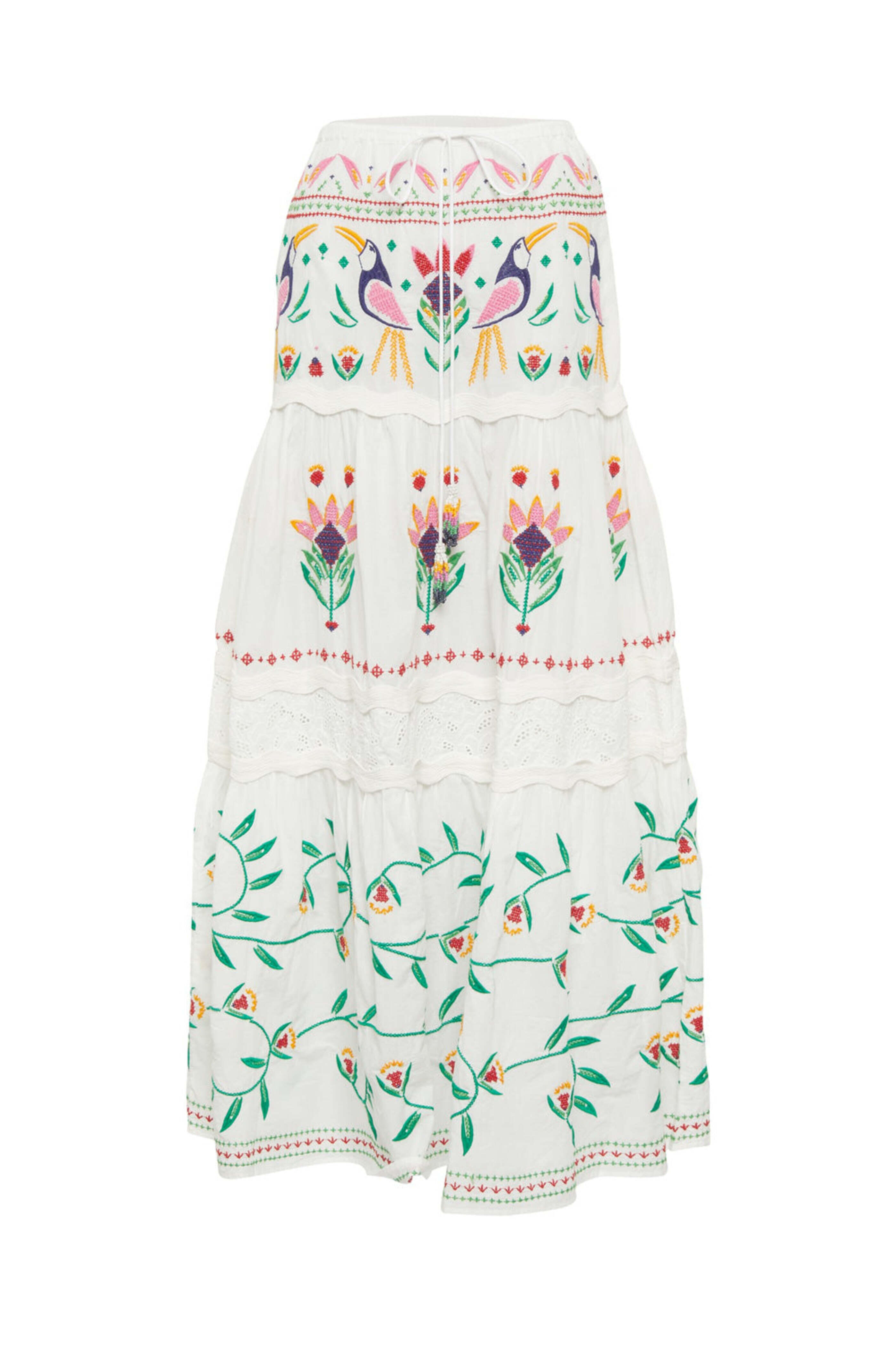 Farm Rio - Vivid Garden Off-White Maxi Skirt