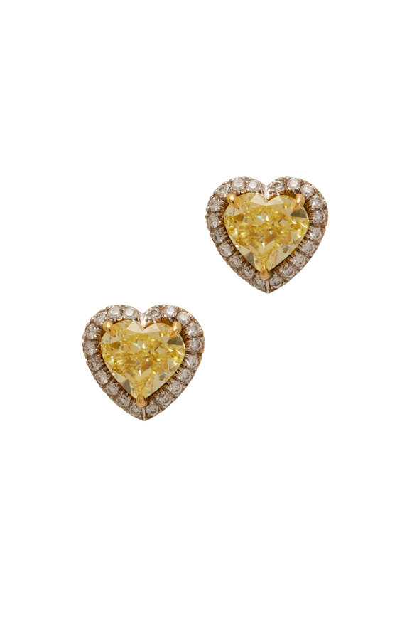 Kwiat - Yellow Diamond Heart Shaped Earrings