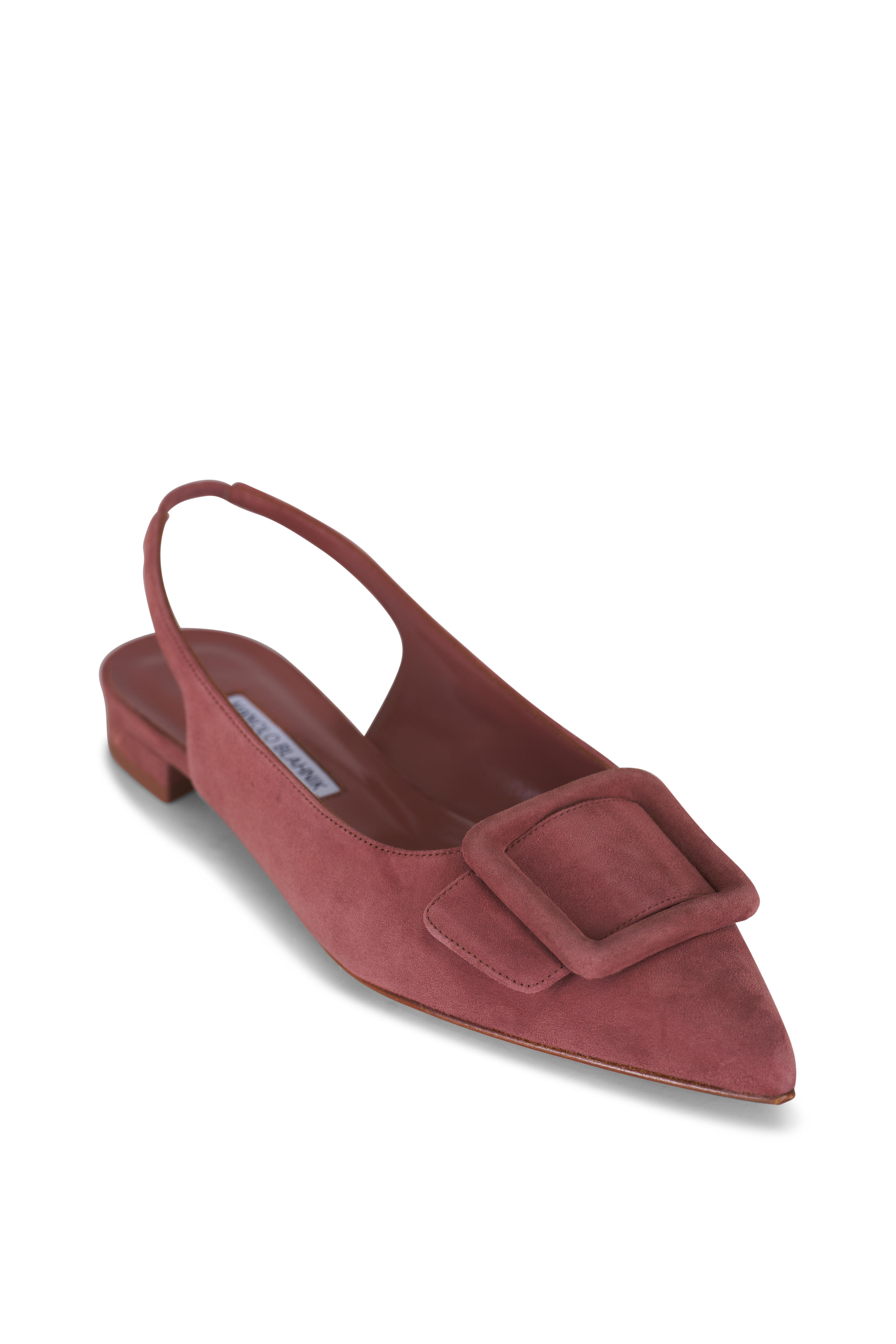 Manolo Blahnik - Maylura Medium Brown Suede Slingback Flat