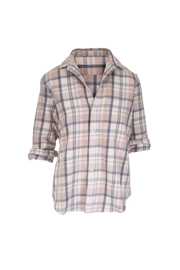 Frank & Eileen Eileen Cream & Gray Relaxed Button-Up Shirt