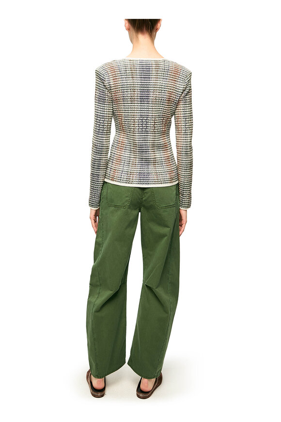 Veronica Beard Nadialine Dark Hunter Green Multicolor Knit Jacket - view 3
