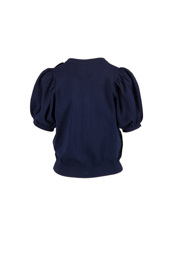 Essentiel Antwerp Navy Blue Flower Brooch Knit Cardigan - view 2