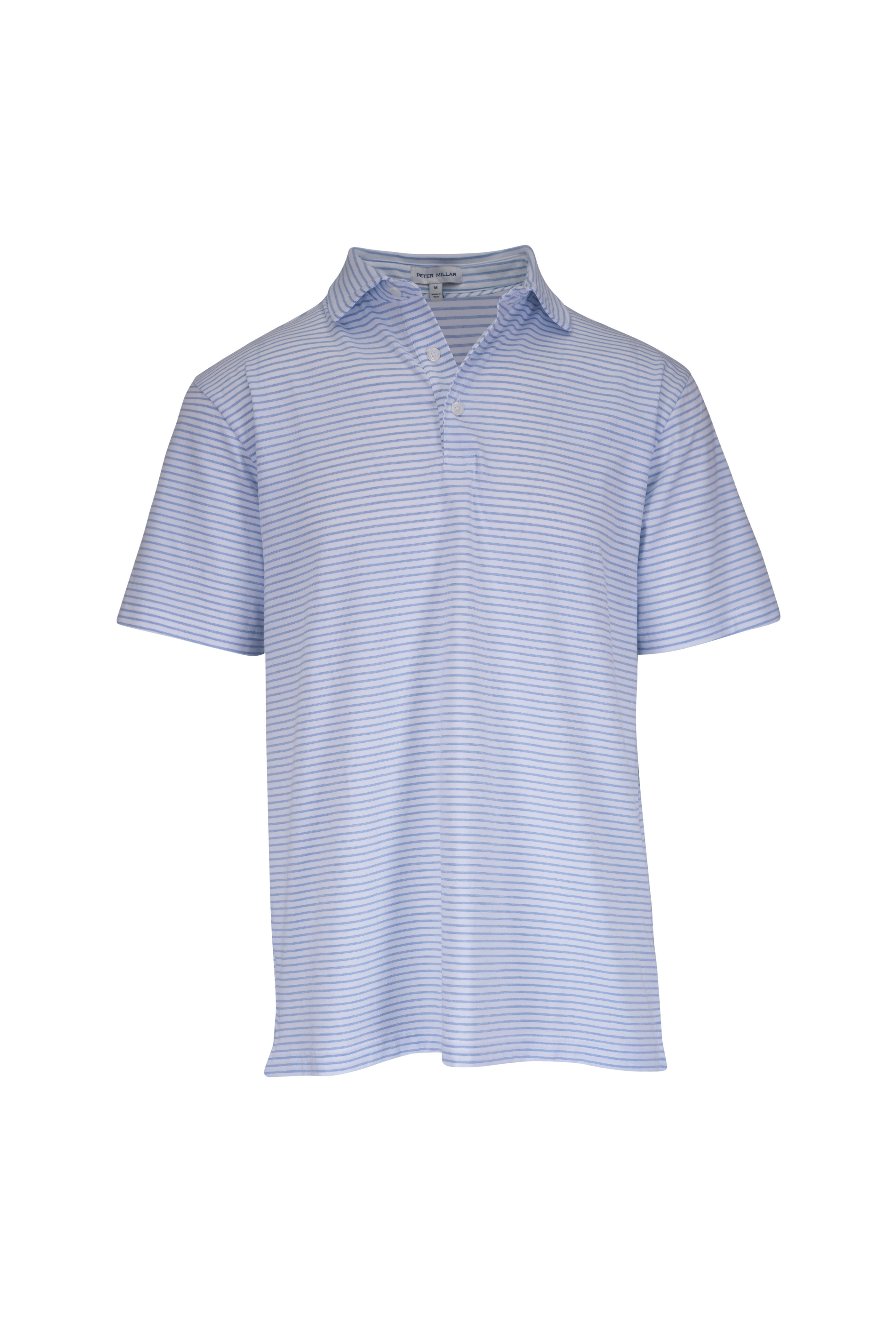 Peter Millar - Crown Flex White Stripe Cotton Short Sleeve Polo - view 1