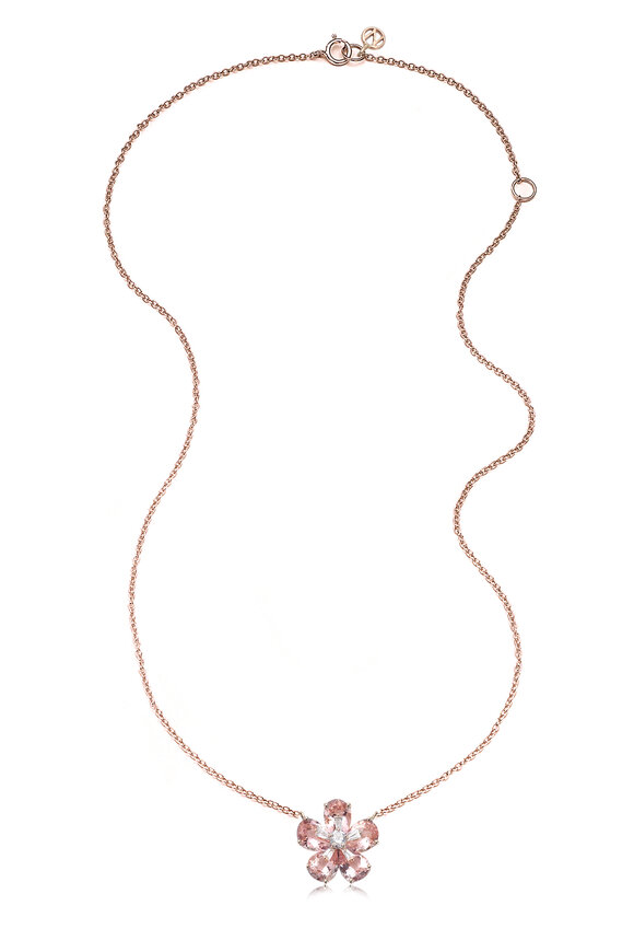 Nam Cho 18k Rose Gold Georgian Rose Pendant Necklace