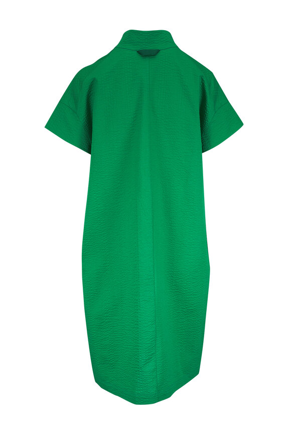 Zero + Maria Cornejo Adi Green Ripple Cotton Twill Dress - view 3