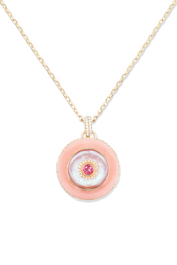 Campbell + Charlotte 14k Yellow Gold Evolve Stone Disk Pendant Necklace