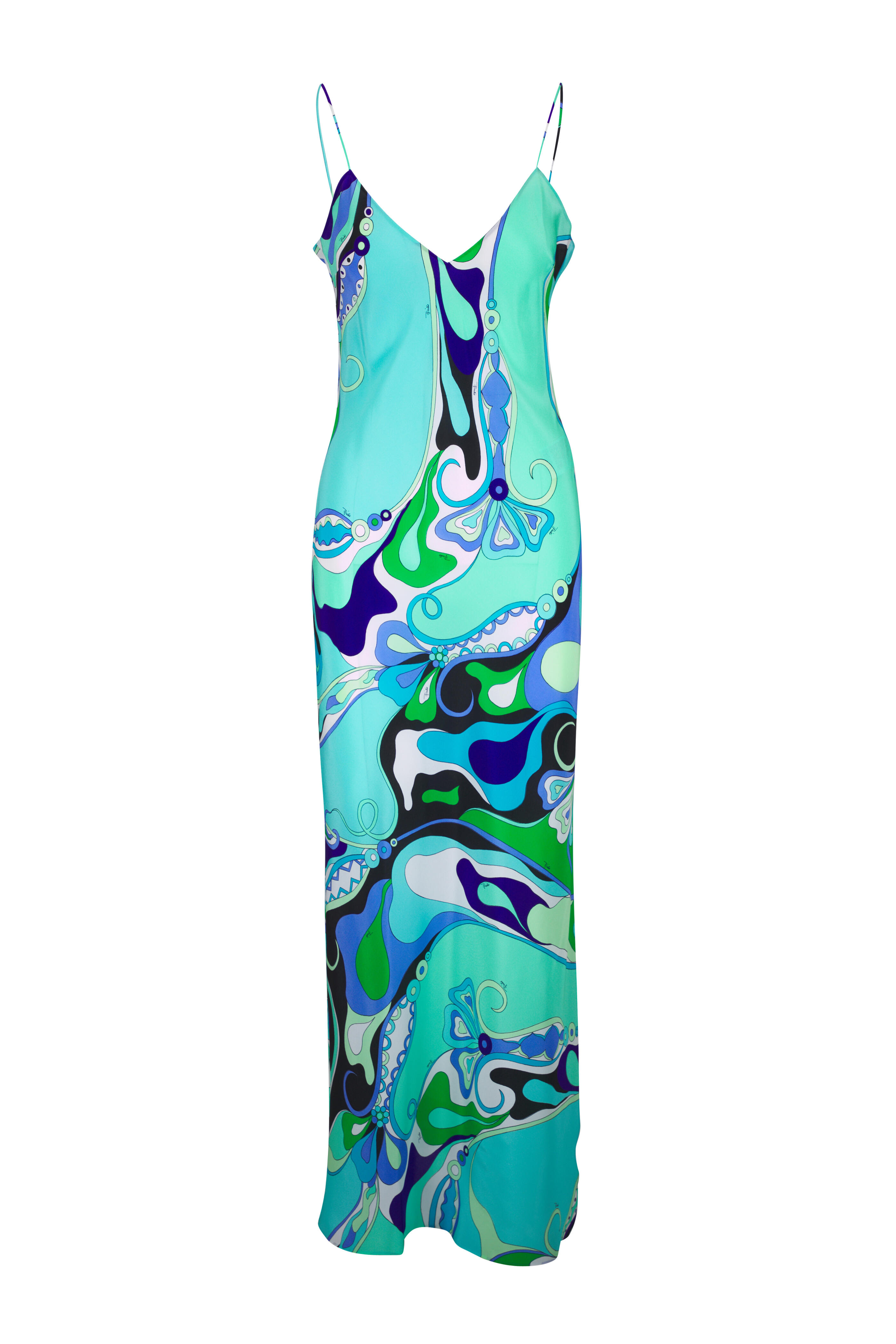 Pucci - Green & Lilac Crepe De Chine Maxi Dress