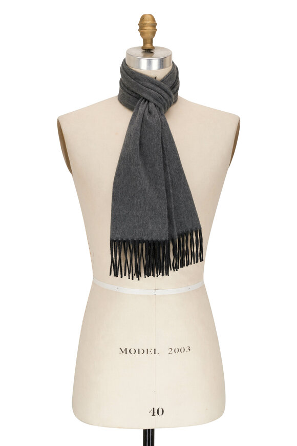 Alex Begg - Solid Charcoal Derby Reversible Cashmere Scarf 