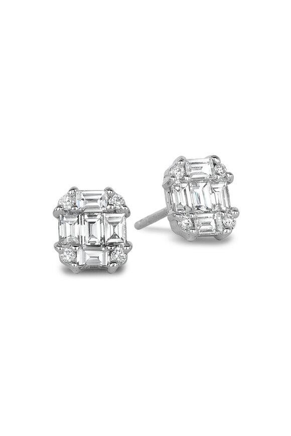 Nam Cho - Octagon Baguette & Round Diamond Studs