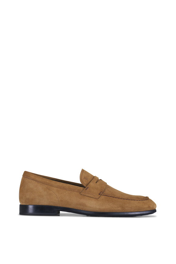 Tod's - Tan Suede Penny Loafer | Mitchell Stores