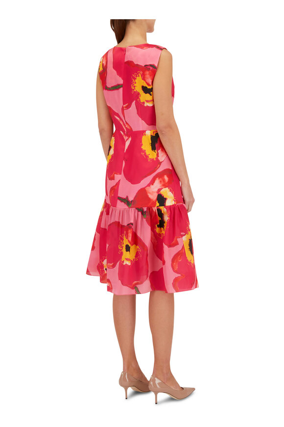 Carolina Herrera - Floral Pink Silk Georgette Dress