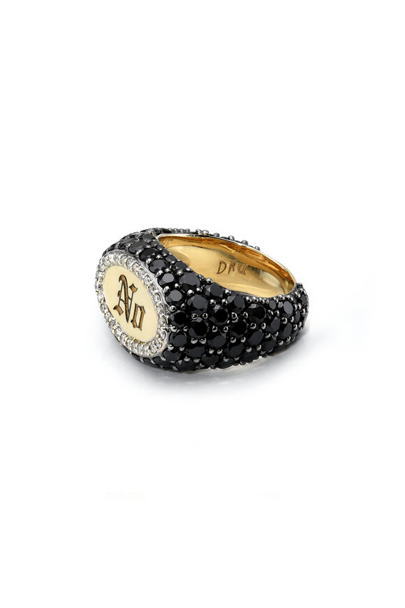 Dru - Black Diamond "No" Signet Ring 